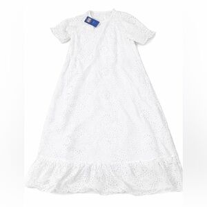 Chouyatou Women’s Dress White Eyelet Lace Maxi Size M NWT Summer Cotton